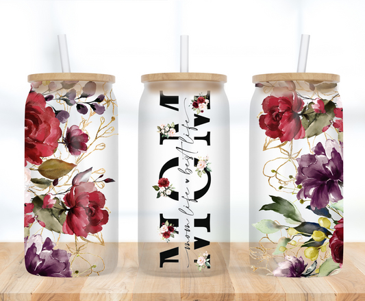 Mom Custom 16 oz Frosted Glass Can
