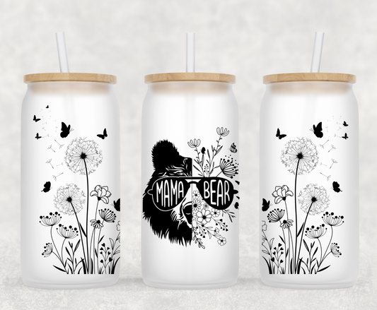 Mamabear 16 oz Frosted Glass Can