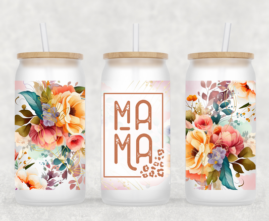 Mama 16 oz Frosted Glass Can