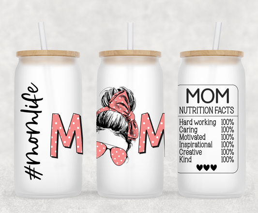 #Mom Life 16 oz Frosted Glass Can