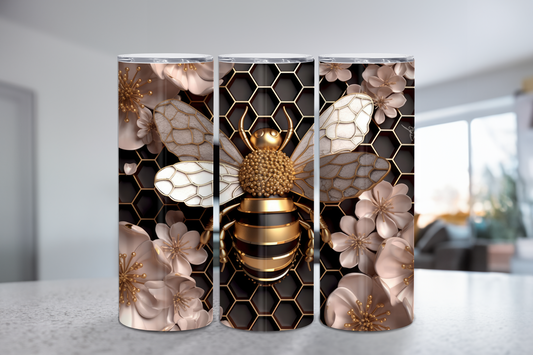 3D Rose Gold Bee 20 oz Tumbler