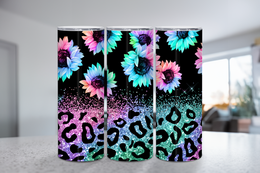 Rainbow Leopard Sunflower 20 oz Tumbler