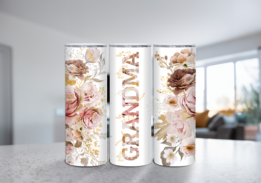 Rose Gold Flower Grandma 20 oz Tumbler