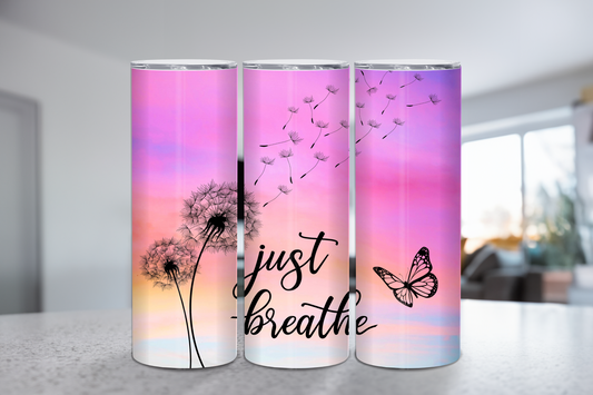 Just breathe 20 oz Tumbler