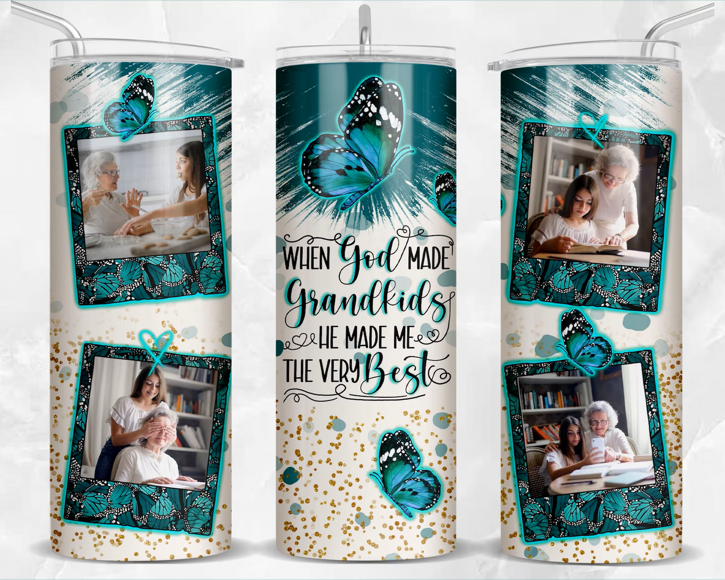 Grandma God Made Grandkids Custom 20 oz Skinny Tumbler